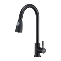 Смеситель для кухни Frap F60991-6 с душевой лейкой  из нержавеющей стали  Латунь цвет графит черный На мойку  Черный     | ООО "ДОММОЙКИ"